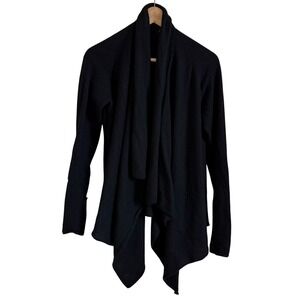 Lord & Taylor Cashmere Black Drape Open Cardigan Sweater XS‎ Petite Women's